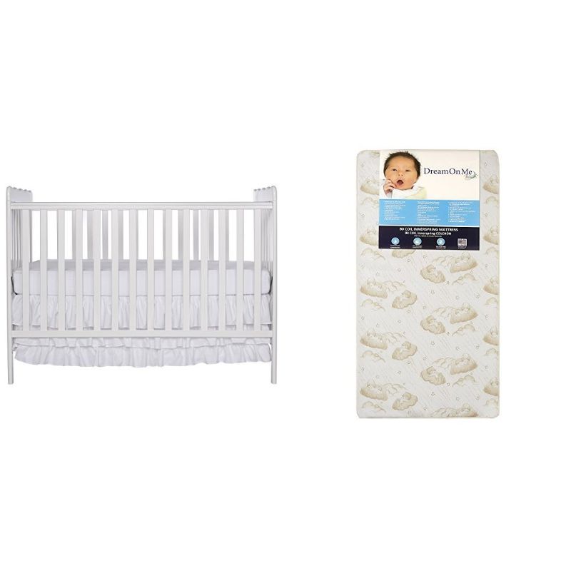 Photo 1 of Dream On Me Classic 3 in 1 Convertible Stationary Side Crib with Dream On Me Spring Crib and Toddler Bed Mattress, Twilight
