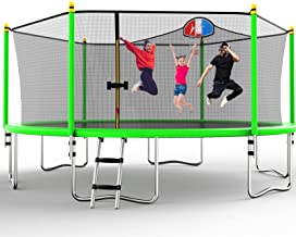 Photo 1 of **box 1 only** Lyromix 16FT Trampoline with Enclosure Net, Large Recreational Trampoline with Basketball Hoop and Ladder, Outdoor Backyard Jumping Trampoline, Capacity for 8-10 Kids and Adults, Green
