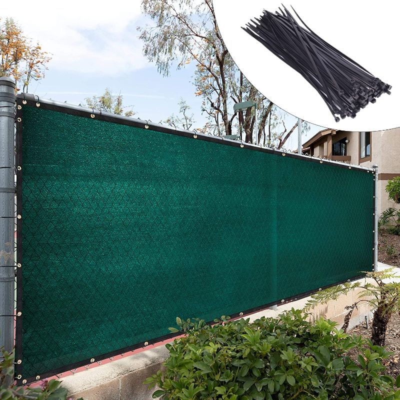 Photo 1 of 4' x 50' Green Fence Privacy Screen Cover Windscreen, with Heavy Duty Brass Grommets