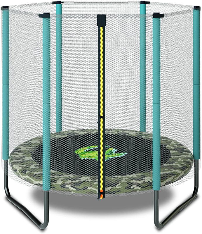 Photo 1 of Gardenature 5 FT Kids Trampoline with Safety Enclosure Net, Spring Pad, Zipper, Mini Trampoline for Kids Indoor/Outdoor-Camouflage
