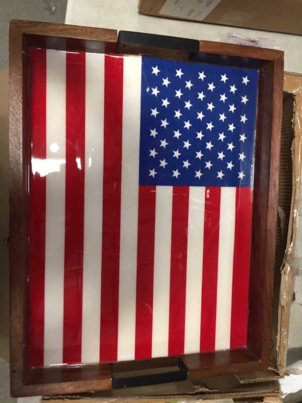 Photo 2 of 18 in. Rectangle American Flag Lazy Susan
