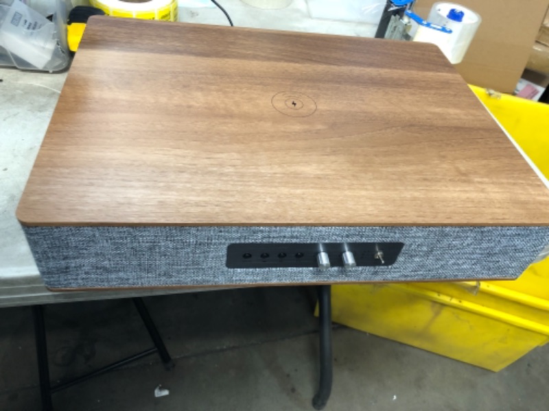 Photo 1 of Sierra Modern Home Classic Speaker Table with Built in Wireless Charging, Walnut
