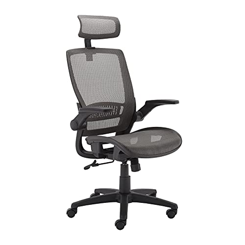 Photo 1 of Amazon Basics Ergonomic Adjustable High-Back Mesh Chair with Flip-up Arms and Headrest, Contoured Mesh Seat - Grey
