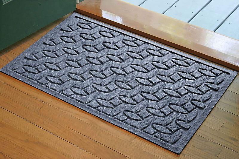 Photo 1 of Bungalow Flooring Waterhog Door Mat, 2' x 3' Made in USA, Durable and Decorative Floor Covering, Skid Resistant, Indoor/Outdoor, Water-Trapping, Ellipse Collection, Bluestone
