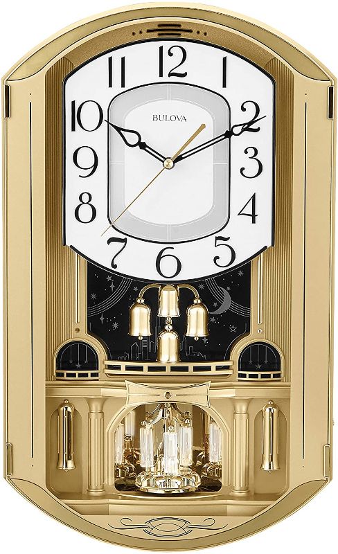 Photo 1 of Bulova Golden Music Strike & Chime Wall Clock, Gold
