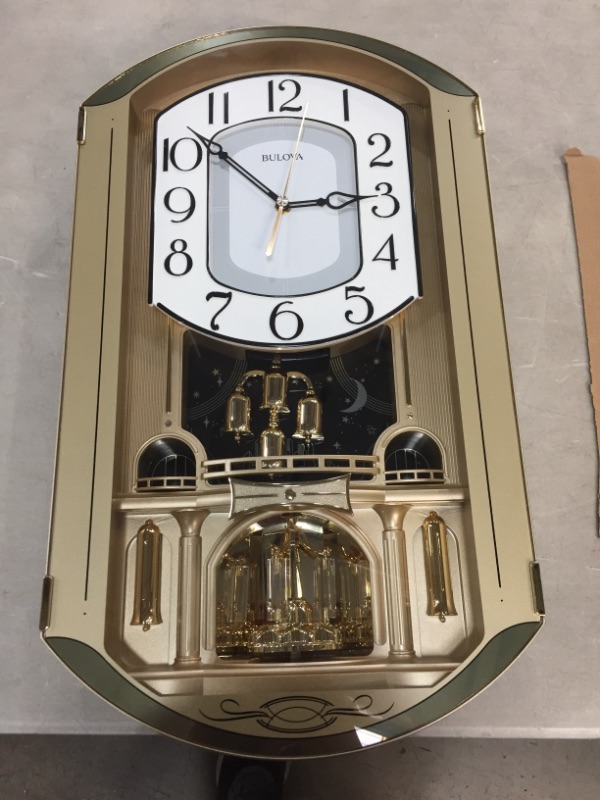 Photo 2 of Bulova Golden Music Strike & Chime Wall Clock, Gold
