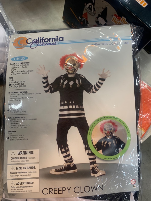 Photo 2 of Creepy Clown Child Large 10-12
