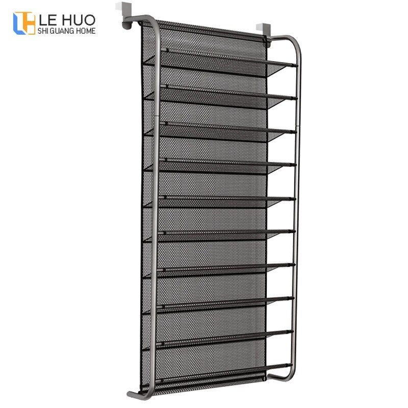 Photo 1 of 10-layer door rear shoe rack simple wall-mounted shoe cabinet breathable-type mesh storage shelves living room furniture (white)
