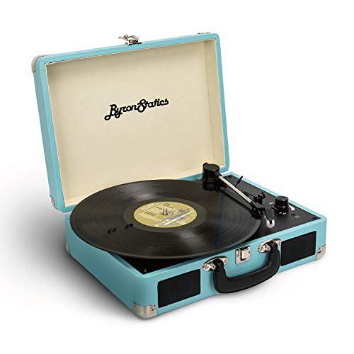 Photo 1 of *vinyl/ record NOT included* 
Byron Statics Vinyl Record Player 3 Speed with 2 Built in Stereo Speakers, Replacement Needle Supports RCA Line Out AUX in Headphone Jack Portable Vintage Suitcase, Teal
