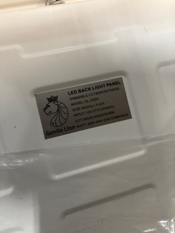 Photo 1 of *possibly USED*
*MISSING hardware and manual* 
Gentle Lion 2 Pack 2×4 LED Flat Panel Lights, Osram 20W/30W/40W, 3 Color Options 3000K/4000K/5000K, Dimmable Drop Ceiling Lights, 0-10V Flat Backlist Fixture UL/ETL Listed
