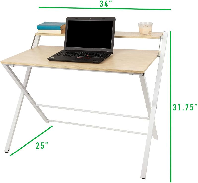 Photo 1 of *SEE notes*
Mind Reader Folding Table Portable Home Office, 2 Tier Laptop Desk for Small Spaces, One Size, White
