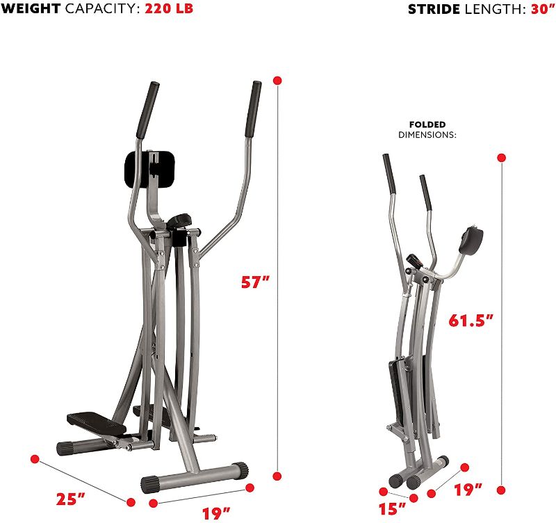 Photo 1 of *USED*
*MISSING manual* 
Sunny Health & Fitness SF-E902 Air Walk Trainer Elliptical Machine Glider w/LCD Monitor, 220 LB Max Weight and 30 Inch Stride
