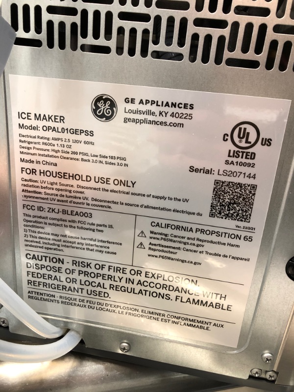 Photo 3 of GE Profile OPAL01GEPSS Opal Nugget Countertop Ice Maker, Stainless
