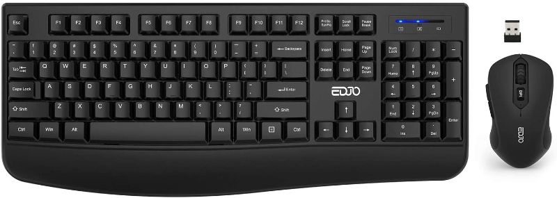 Photo 1 of Wireless Keyboard and Mouse Combo, EDJO 2.4G Full-Sized Ergonomic Computer Keyboard with Wrist Rest and 3 Level DPI Adjustable Wireless Mouse for Windows, Mac OS Desktop/Laptop/PC