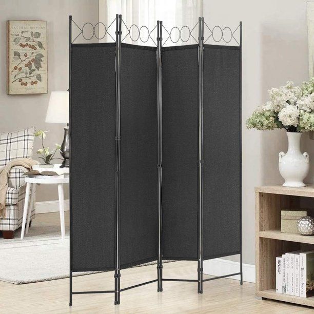 Photo 1 of 4 Panel Room Divider 6.8FT Steel For Home Office Bedroom,Black
