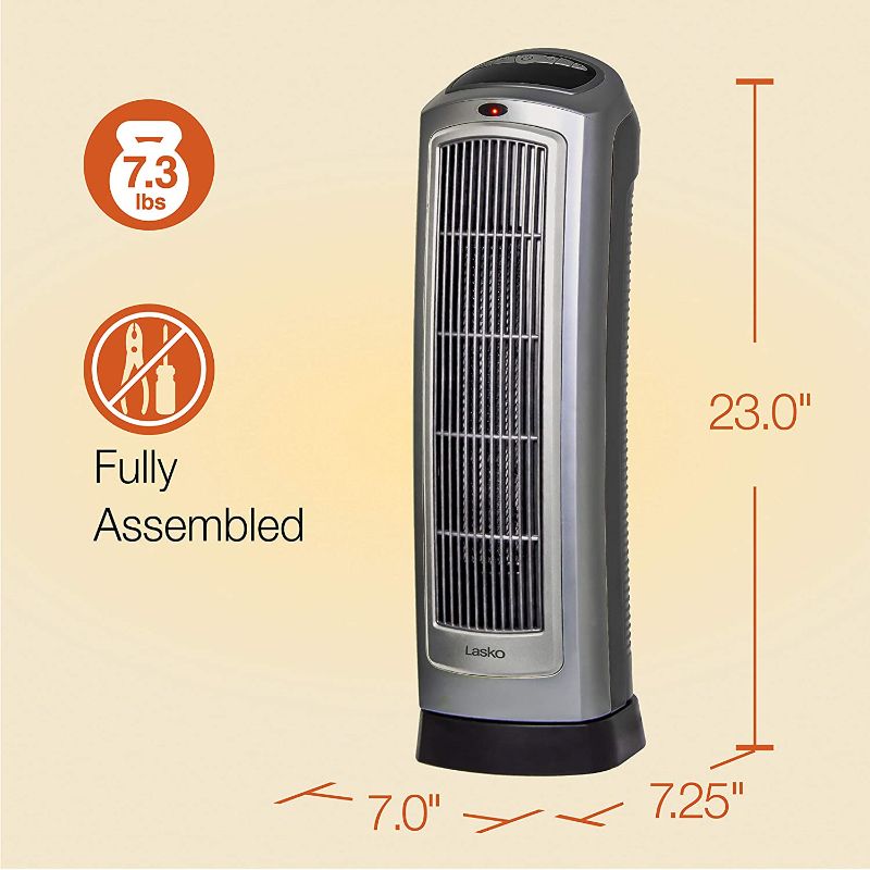 Photo 1 of 23" Lasko Ceramic Space Tower Heater, Silver
