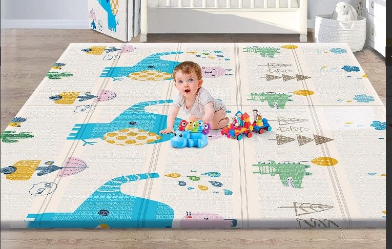 Photo 1 of Gimars XL BPA Free 0.4 in Reversible Foldable Baby Play Mat, Waterproof Foam Floor Baby Crawling Mat, Portable Baby Playmat for Infants, Toddler, Kids, Indoor Outdoor Use (79 x71x0.4inch)
