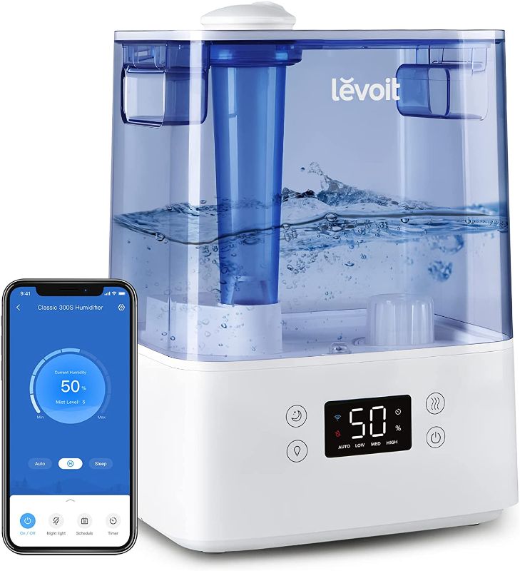 Photo 1 of LEVOIT Humidifiers for Bedroom Large Room Home, Smart Wifi Alexa Control, 6L Top Fill Cool Mist for Baby and Plants, Ultrasonic, Essential Oil Diffuser, Customized Humidity, Night Light, Quiet, Blue
