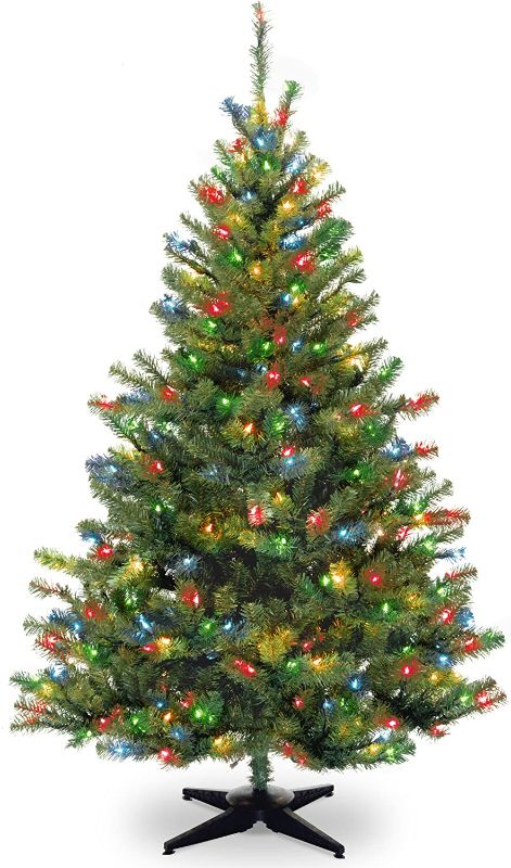 Photo 1 of National Tree Company Pre-Lit Artificial Medium Christmas Tree, Green, Kincaid Spruce, Multicolor Lights, Includes Stand, 6 Feet
