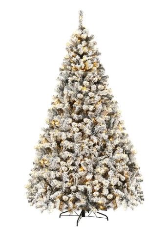 Photo 1 of 9 ft. Pre-Lit LED Flocked Snow Hinged Pine Artificial Christmas Tree with 550 White Lights
by
Costway
