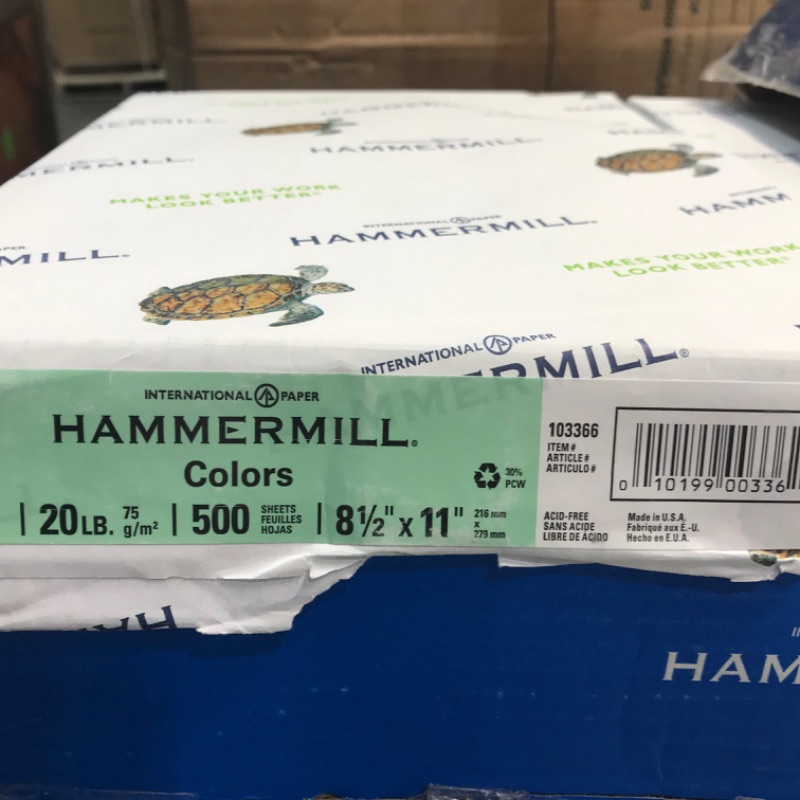 Photo 2 of Hammermill Colored Paper, 20 lb Green Printer Paper, 8.5 x 11-1 Ream (500 Sheets) - Made in the USA, Pastel Paper, 103366R
