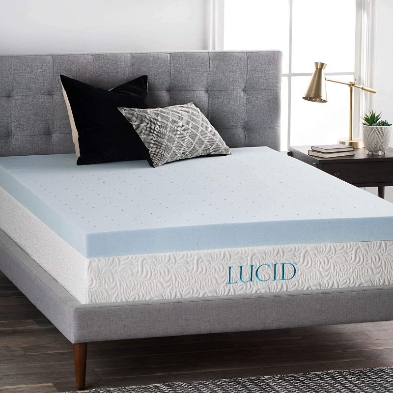 Photo 1 of Lucid Comfort Collection LUCID 4 Inch Gel Memory Foam Mattress Topper-Ventilated Design-Ultra Plush-Queen