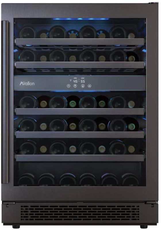 Photo 1 of Avallon AWC241DBLSS 24 Inch Wide 46 Bottle Capacity Free Standing Wine Cooler with LED Lighting and Double Pane Glass
