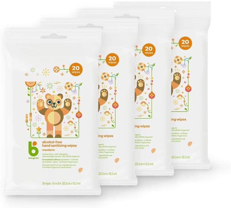 Photo 1 of Babyganics Alcohol-Free Hand Sanitizer Wipes, Mandarin, 20 ct, 4 Pack, Packaging May Vary
