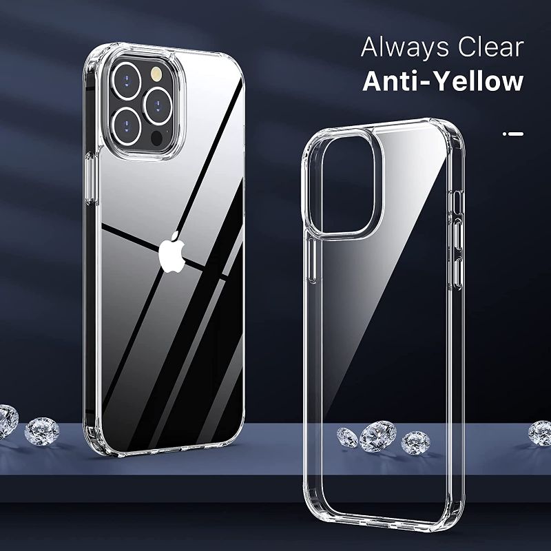 Photo 1 of Olsenms Compatible for iPhone 13 Pro Max Case Clear, Anti-Yellowing Military Grade Protection Compatible for iPhone 13 Pro Max Case 6.7 2021, Shock-Absorbing Scratch-Resistant
