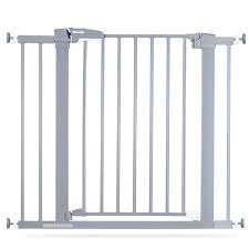 Photo 1 of BABELIO Easy Install Extra Wide Pressure Mounted Metal Baby Gate, No Drilling, No Tools Required, 26-40 Inch with Wall Protectors and Extenders, Ideal for Narrow or Wide Area (Gray)
