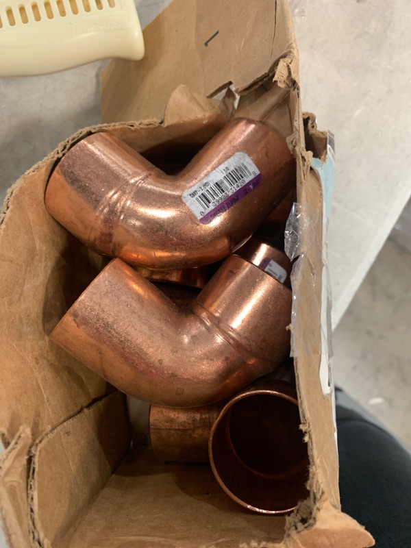 Photo 1 of 1-1/2 in. Copper Pressure 90-Degree Fitting x Cup Street Elbow
AS IS 5CT 
