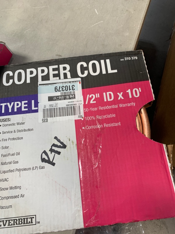 Photo 1 of 1/2 in. I.D. x 10 ft. Copper Soft Type L Coil (5/8 in. O.D.)
AS IS