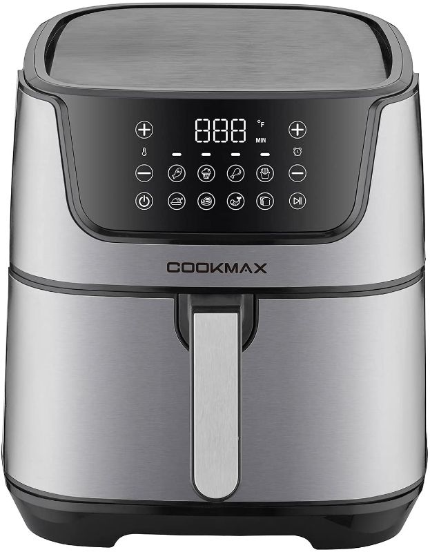 Photo 1 of CookMax Large Air Fryer 6.8Quart with 8 Cooking Presets, Stainless Steel, Nonstick Basket UL Certified

