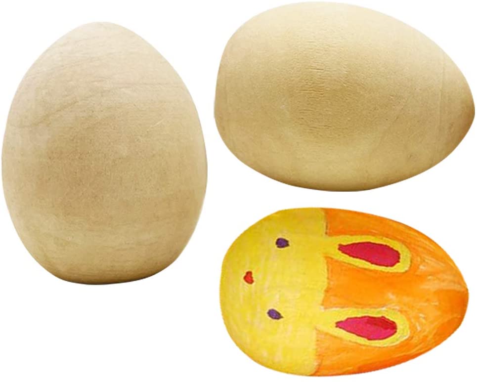 Photo 1 of 12Pcs Unpainted Wooden Easter Eggs for Craft DIY Flat Bottom Unfinished Natural Wood Fake Eggs for Easter Decorations, Hand Craft, DIY Projects 2-1/2 inch
