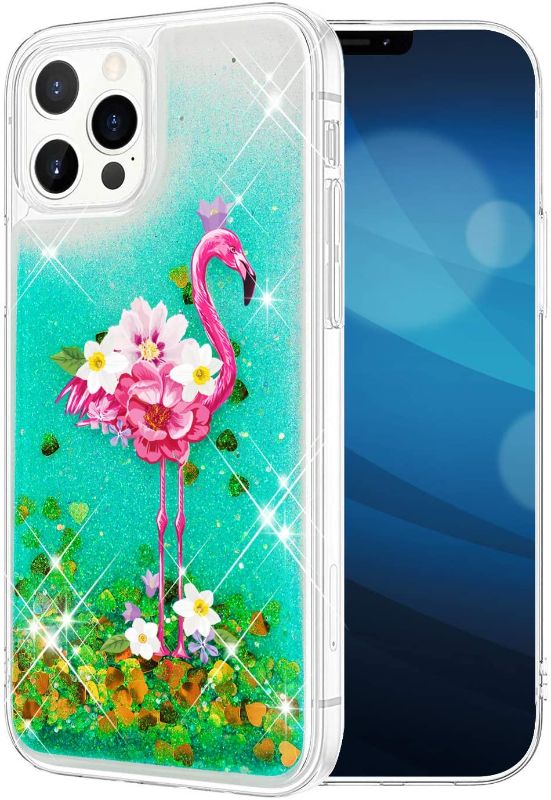 Photo 1 of Phone Case for iPhone 12, Compatible with iPhone 12 Pro Case for Girls, Glitter Quicksand Case for iPhone 12, Protective Phone Case with Bling Flowing Liquid for iPhone 12/12 Pro 6.1 in(Flamingo)
2 CT