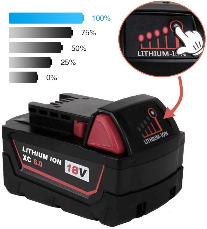 Photo 1 of High Output 6.0Ah 18V M-18 Battery Replace for Milwaukee 18V Battery Lithium XC