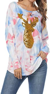 Photo 1 of Qearal Womens Casual Long Sleeve Christmas Reindeer Sequin T Shirt Blouse Tops
2XL