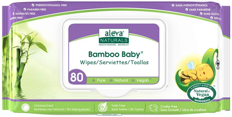 Photo 1 of Aleva Naturals Bamboo Baby Wipes, Perfect for Sensitive Skin, Extra Strong and Super Soft, Natural and Organic Ingredients, Certified Vegan, Original, 80 Count (Pack of 6)
