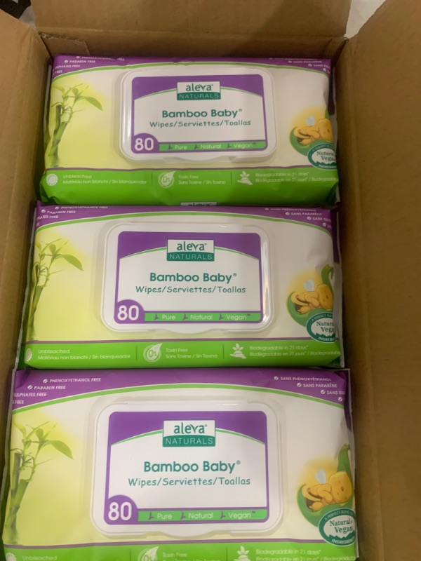 Photo 2 of Aleva Naturals Bamboo Baby Wipes, Perfect for Sensitive Skin, Extra Strong and Super Soft, Natural and Organic Ingredients, Certified Vegan, Original, 80 Count (Pack of 6)
