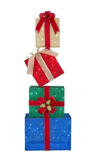 Photo 1 of Home Accents Holiday
4.5 ft Yuletide Lane LED Stacked Gift Box Set Yard Sculpture