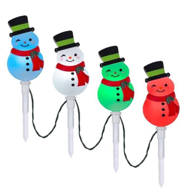 Photo 1 of LightShow
20 in. Christmas ColorMotion Snowman Pathway Stakes (Set of 4)