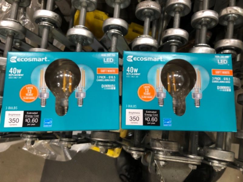 Photo 2 of EcoSmart
40-Watt Equivalent G16.5 ENERGY STAR and CEC Title 20 Dimmable Filament LED Light Bulb Soft White 2700K (3-Pack)
2 PACK