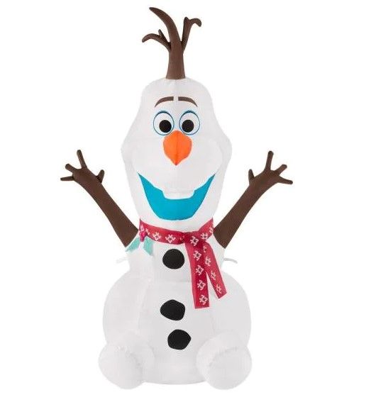 Photo 1 of 4 ft Pre-Lit LED Disney Airblown Olaf with Red Scarf Christmas Inflatable