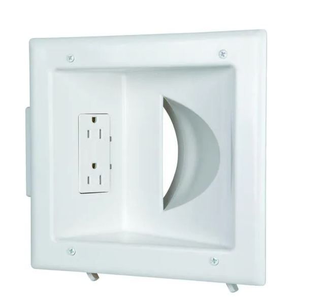 Photo 1 of Commercial Electric
White 1-Gang 1-Decorator/Rocker/1-Duplex;Cable Pass-Through Wall Plate (1-Pack)