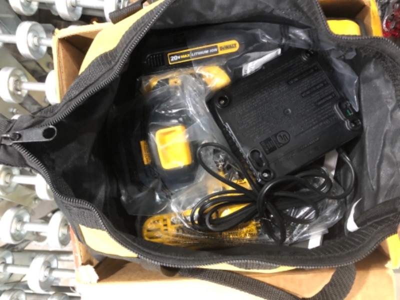 Photo 2 of DEWALT
20-Volt MAX Cordless 1/2 in. Drill/Driver, (2) 20-Volt 1.3Ah Batteries, Charger & Bag
EMPLOYE CUT BAG ON ACCIDENT.