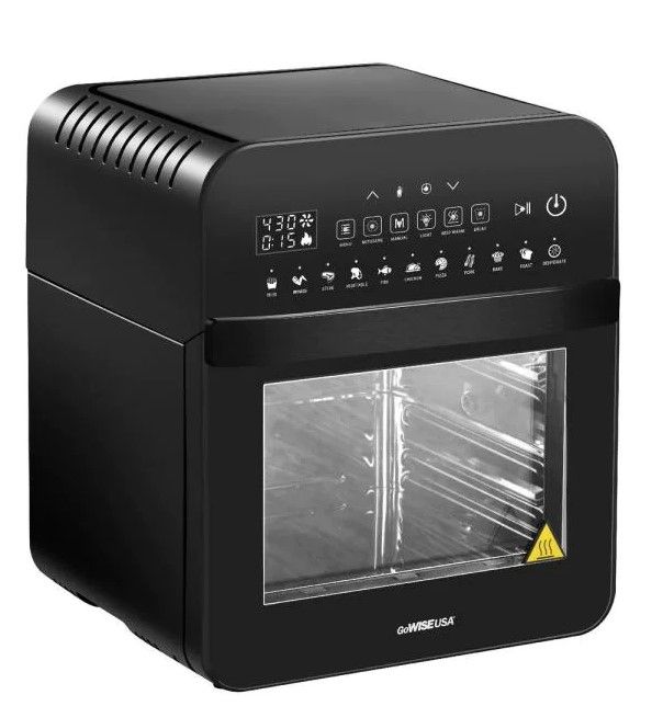 Photo 1 of GoWISE USA
1600-Watts 12.7 Qt. Black Air Fryer Oven with Rotisserie, Dehydrator and 11-Cooking Presets