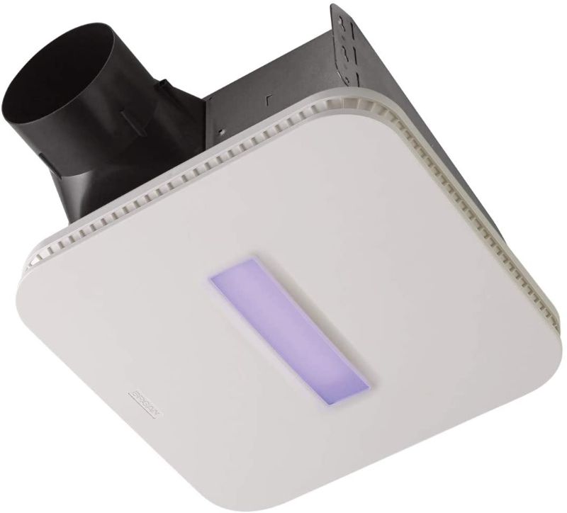 Photo 1 of Broan-NuTone
SurfaceShield Vital Vio Powered Exhaust Vent Fan w/ LED White Light and Antibacterial Violet Light, 110 CFM