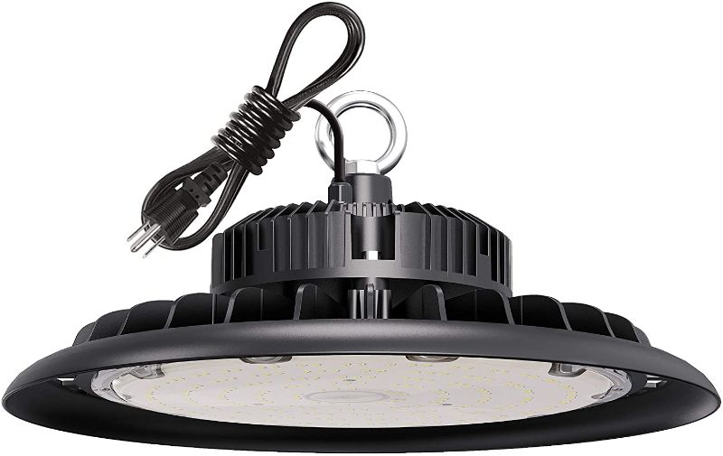 Photo 1 of UFO LED High Bay Light 150W 21,000lm 5000K Daylight 600W HID/HPS Equivalent with US Plug 5’ Cable LED Warehouse Lights Commercial Shop Workshop Garage Factory Lowbay Area Lighting Fixture, Non-Dim
AS IS USED