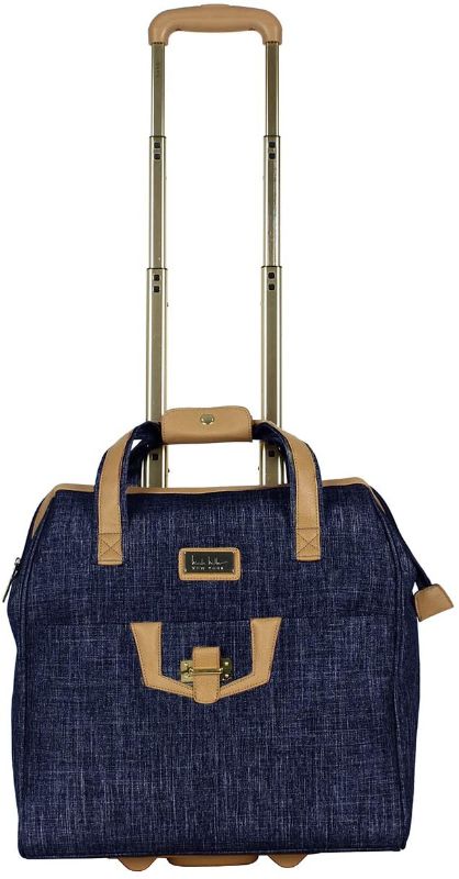 Photo 1 of Nicole Miller Underseat Luggage Collection - Small Lightweight 15 Inch Under Seat Bag - Briefcase for Women - Carry On Suitcase with 2- Rolling Spinner Wheels (Paige Navy)
