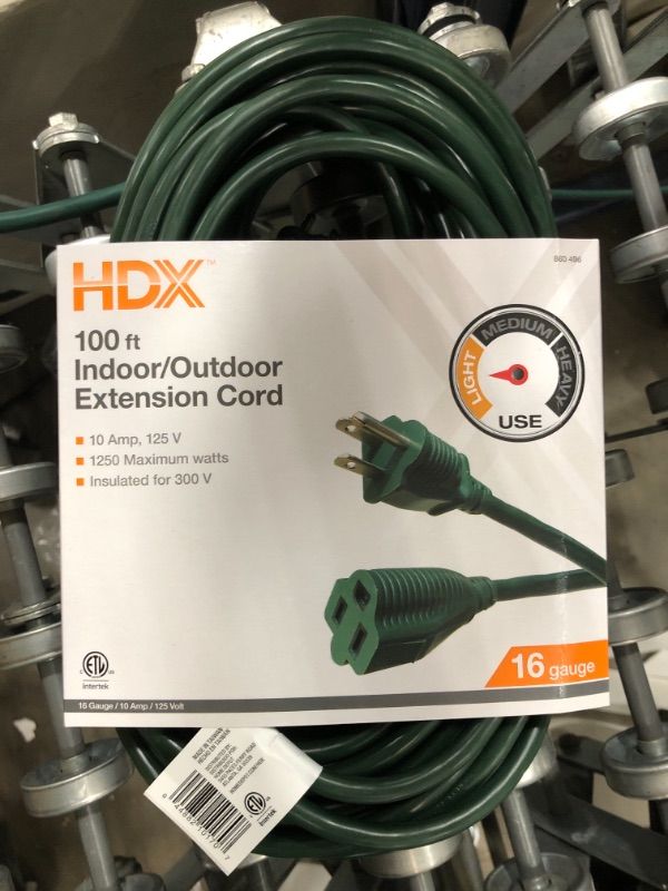 Photo 2 of HDX
100 ft. 16/3 Indoor/Outdoor Extension Cord, Green